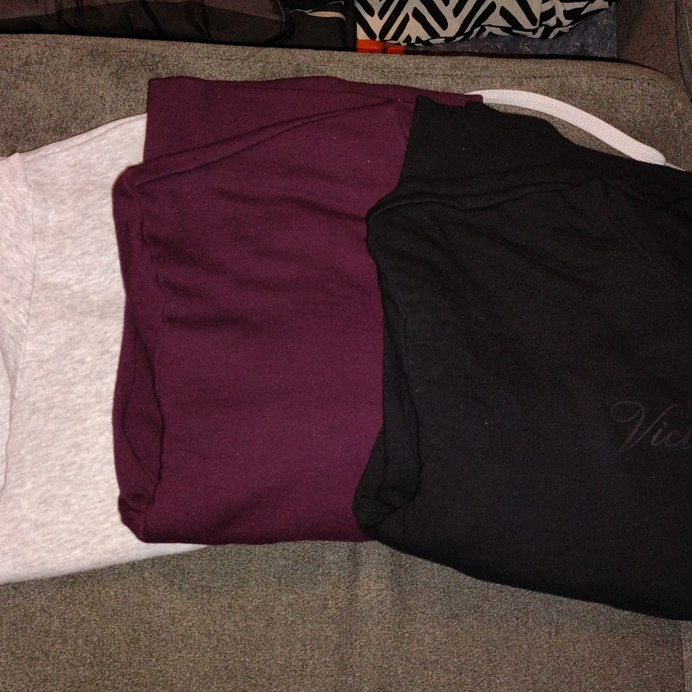 Set of Three Hoodies - Black, Burgundy, Gray
